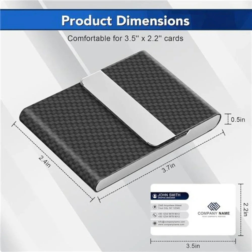 RFID Business Card Holder Metal PU Leather Slim Case for Men Women Pocket
